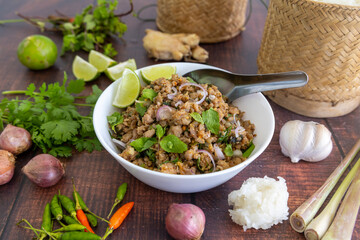 Laab Moo, Thai spicy ground pork, lemongrass and mint salad