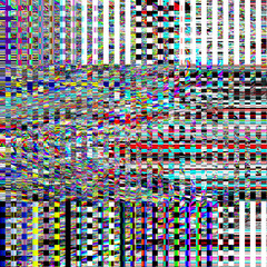 TV Photo Noise Glitch psychedelic background Old VHS screen error Digital pixel noise abstract design Computer bug. Television signal fail. Technical problem grunge wallpaper. Colorful noise - 466151624