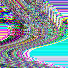 TV Glitch psychedelic Photo background Old VHS screen error Digital pixel noise abstract design Computer bug. Television signal fail. Technical problem grunge wallpaper. Colorful noise