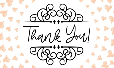 Thank You Card. Hand Written Lettering for Title, Heading, Photo Overlay, Wedding Invitation, Thank You Message