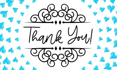 Thank You Card. Hand Written Lettering for Title, Heading, Photo Overlay, Wedding Invitation, Thank You Message