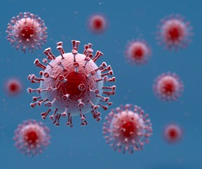 Medical illustration of a virus under microscope magnification. Colourful 3D illustration.