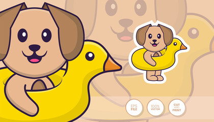 Hand drawn illustration of Cute dog. Cartoon character concept - Stickers