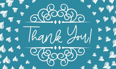 Thank You Card. Hand Written Lettering for Title, Heading, Photo Overlay, Wedding Invitation, Thank You Message