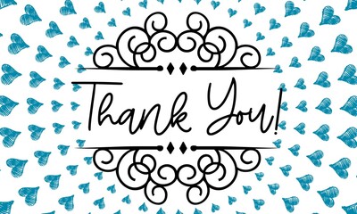 Thank You Card. Hand Written Lettering for Title, Heading, Photo Overlay, Wedding Invitation, Thank You Message