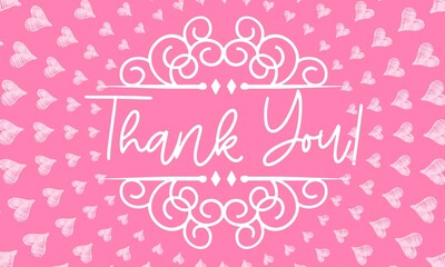 Thank You Card. Hand Written Lettering for Title, Heading, Photo Overlay, Wedding Invitation, Thank You Message