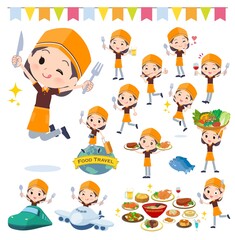 食のイベントに関するファストフード店員女性のセット