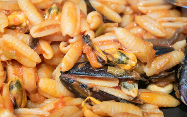 Close-up of a typical Italian dish.