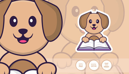 Hand drawn illustration of Cute dog. Cartoon character concept - Stickers