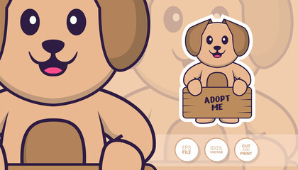 Hand drawn illustration of Cute dog. Cartoon character concept - Stickers