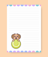 Planner page and to do list with cute dog. Cartoon vector illustration.