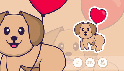Hand drawn illustration of Cute dog. Cartoon character concept - Stickers