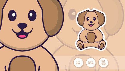 Fototapeta premium Hand drawn illustration of Cute dog. Cartoon character concept - Stickers