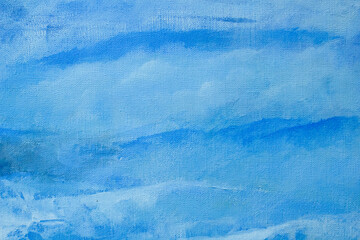 Abstract background of modern art. Abstract landscape. Painting done with acrylic on canvas, in celestial colors and tones, in glaze technique.