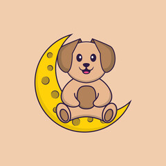 Cute dog cartoon character vector illustration.