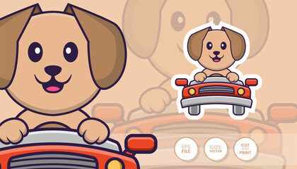 Hand drawn illustration of Cute dog. Cartoon character concept - Stickers
