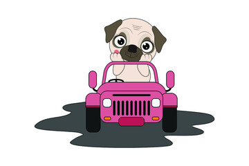 cute dog cartoon ride car