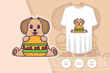 Cute dog cartoon character. Prints on T-shirts, sweatshirts, cases for mobile phones, souvenirs. Isolated vector illustration.