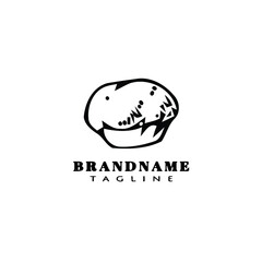 bread cartoon logo icon design template black isolated vector illustration