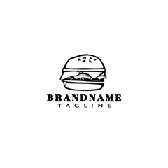 burger cartoon logo icon design template black isolated creative illustration