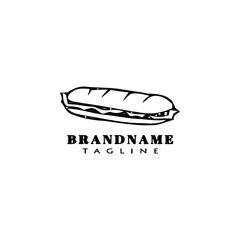 sandwich cartoon logo icon design template black isolated vector illustration