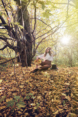 happy autumn woman