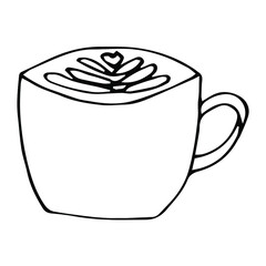 Cappuccino with painting vector illustration, hand drawing doodle