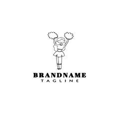cheerleader logo cartoon icon design template black isolated vector