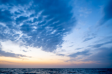 Seascape in early morning, sunrise over sea. Nature landscape.