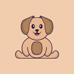 Cute dog cartoon character vector illustration.
