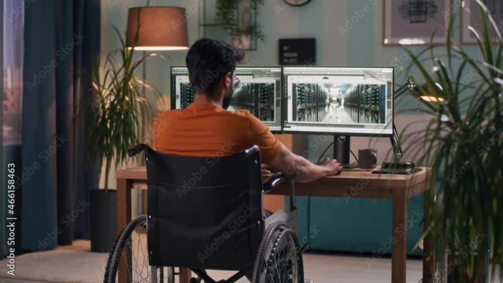 Aufkleber anonymous handicapped man working with 3d model