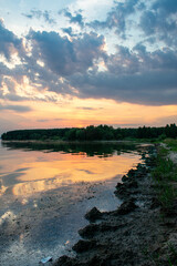Warm summer sunset on the Volga River