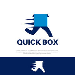 Fast delivery logo template design with a running box.Print