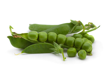 Fresh peas with bean on white
