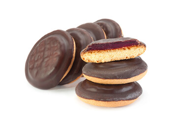 Cookies with fruit marmalade and chocolate