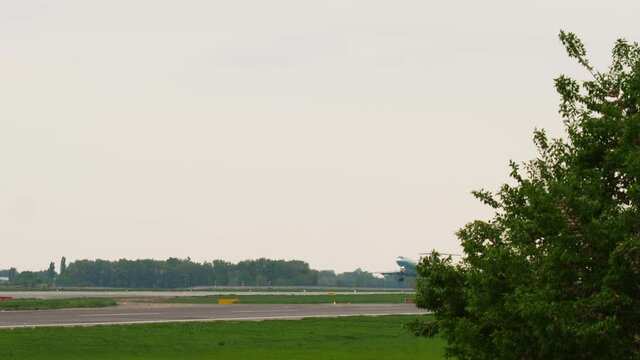 Taking Off Triple Jet Airplane