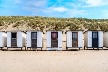 Fotobehang Beach houses on the beach of Wijk aan Zee, Noord-Holland Province, The Netherlands © Holland-PhotostockNL