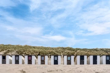Türaufkleber Beach houses on the beach of Wijk aan Zee, Noord-Holland Province, The Netherlands © Holland-PhotostockNL