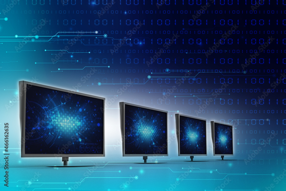 Poster 3d rendering technology computer network