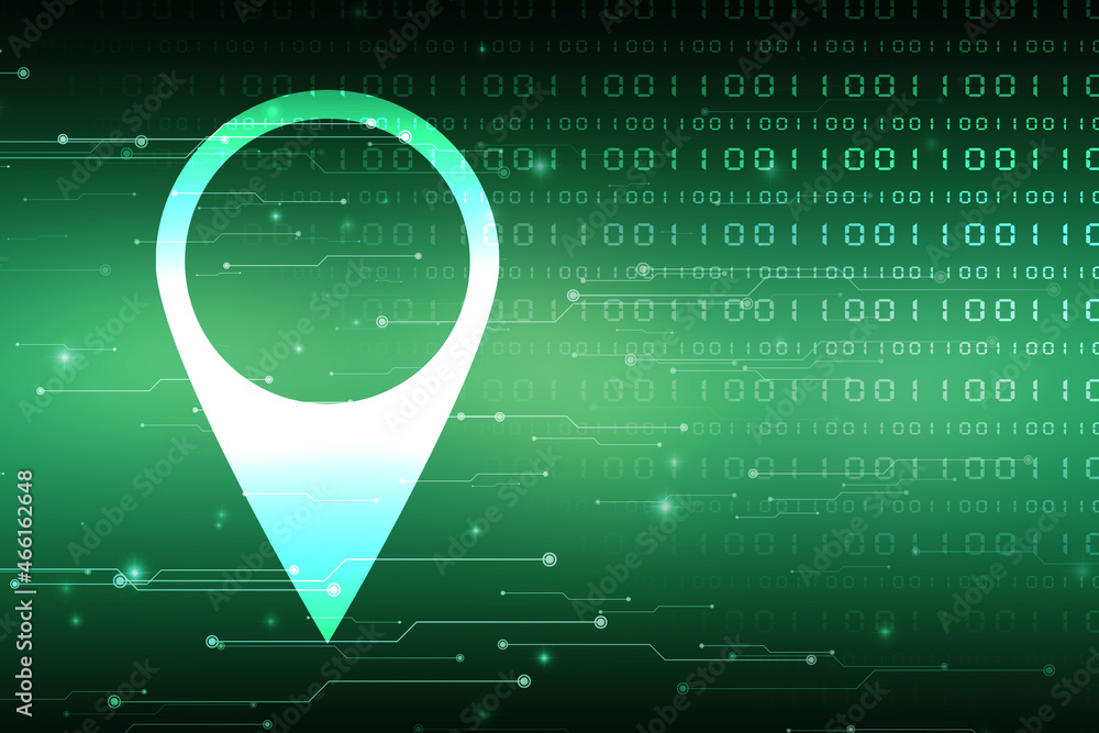 Poster 2d rendering red map pointer