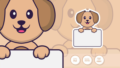 Hand drawn illustration of Cute dog. Cartoon character concept - Stickers