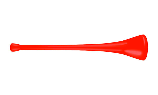 Red vuvuzela horn isolated on a white background. 3d illustration