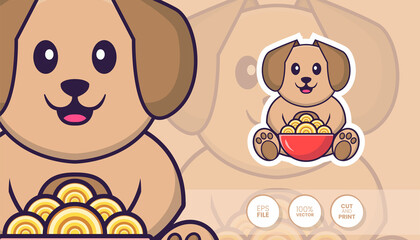 Hand drawn illustration of Cute dog. Cartoon character concept - Stickers