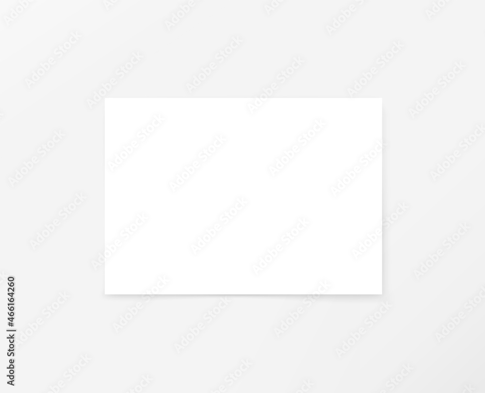 Poster Empty white paper sheet on a table. Horizontal vector mockup