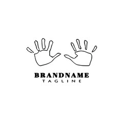 hand print logo cartoon icon design template black vector illustration