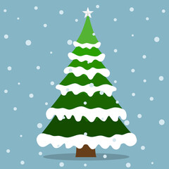 Christmas tree. Merry Christmas and Happy New Year background. Vector illustration.
