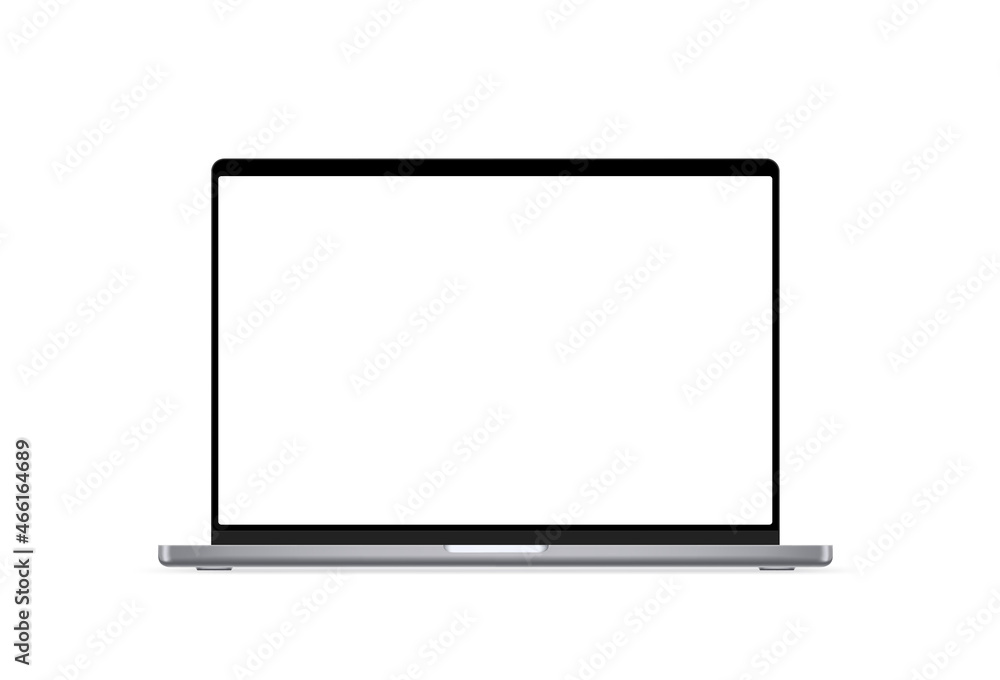 Poster Modern laptop computer vector 3d mockup isolated on white background. Vector notebook photoreal detailed illustration