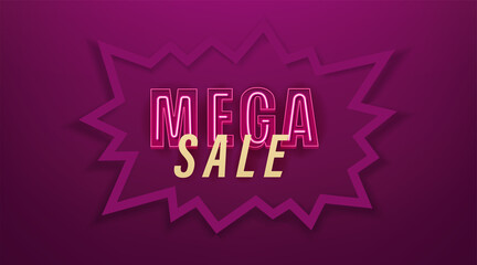 Obraz premium Mega sale banner. Cute cartoon 3d style vector illustration