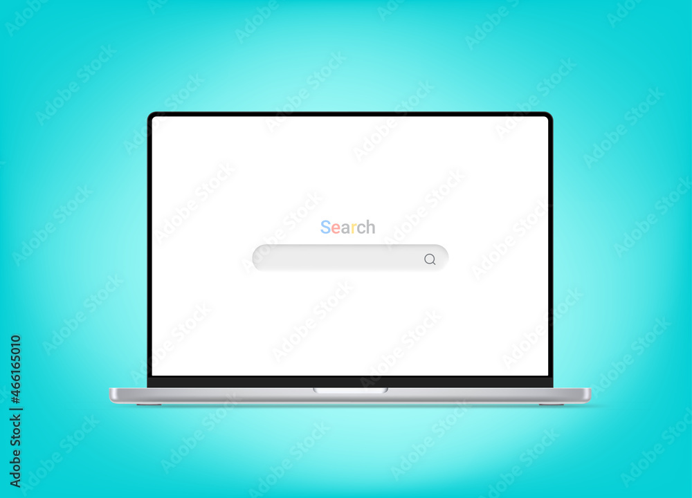 Aufkleber Modern laptop computer with search in browser window