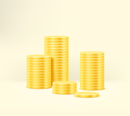 Stacks of golden coins. Golden coins stacks vector illustration